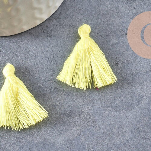 Pompon jaune coton 25-31mm, x5 (g2764)