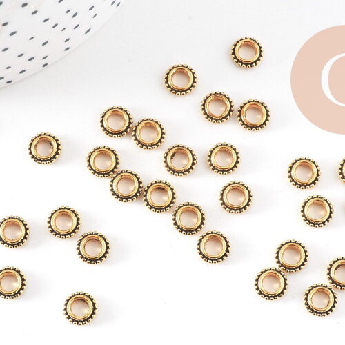 Perles rondelles intercalaires zamac doré antique 8mm, x50 (g10816)