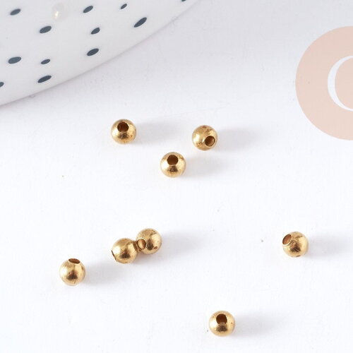 Intercalaires perles rondes laiton brut 3mm, x50 (2.6gr) (g9258)