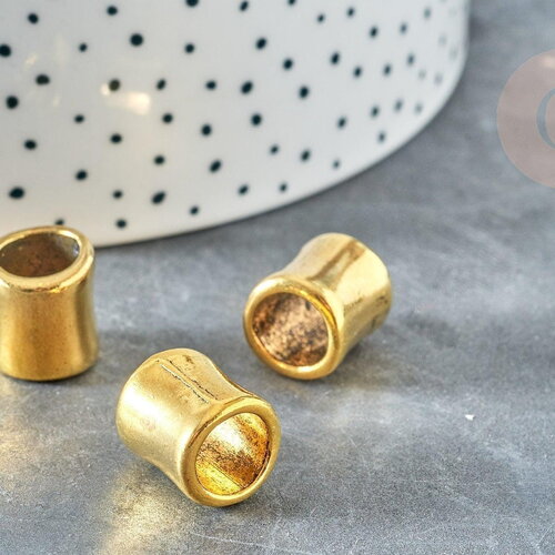 Grosse perle tube zamac doré cylindrique 14.5mm, x10 (g8391)