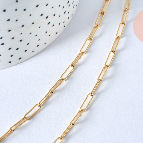 Collier chaine laiton doré maille rectangle avec fermoir 12x3.5mm,x1 (g2424)