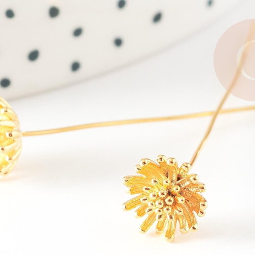 Tige fleur marguerite laiton doré 54mm, x1 (g9297)