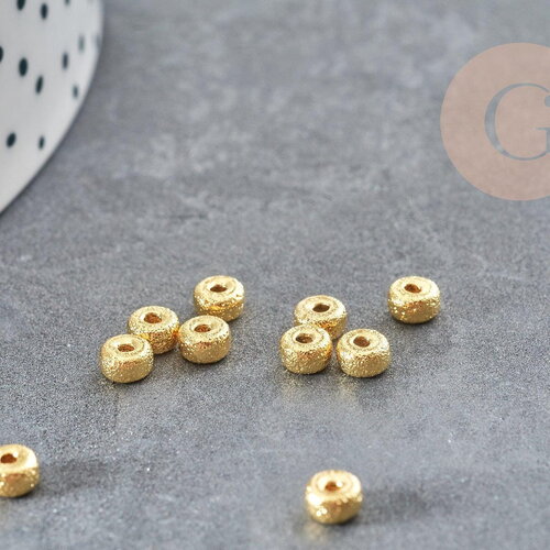 Perles intercalaires rondelles laiton doré 18k 4x2.5mm, création de bijoux x10 g9052