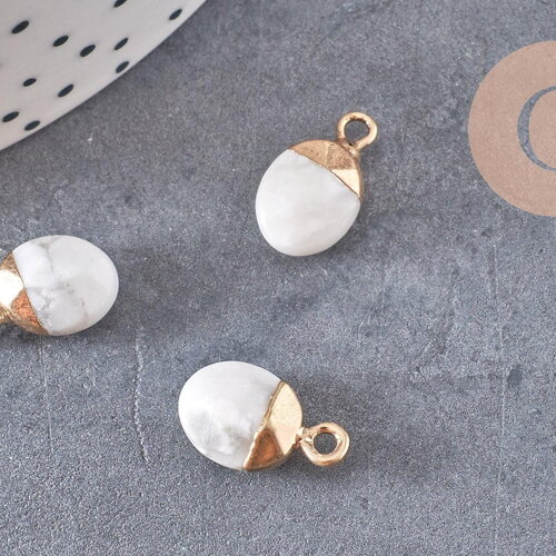 Pendentif goutte howlite blanche, pendentif bijoux,pendentif pierre,howlite naturelle,pendentif howlite,14mm, x 2,(g0080)