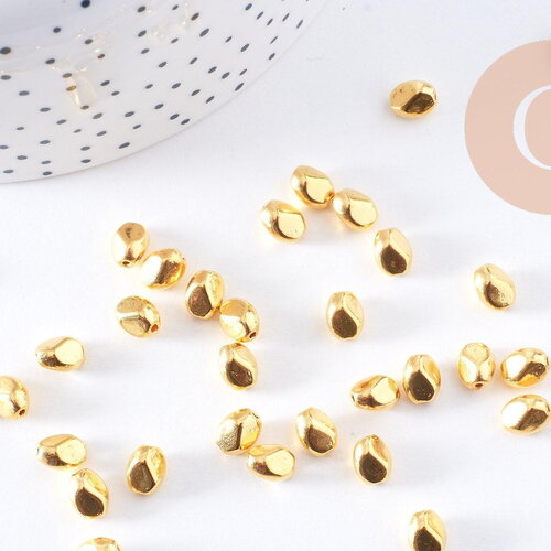Perles intercalaires nuggets zamac doré vieilli 6x5mm, x40 (g10686)