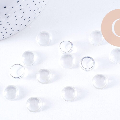 Cabochon rond verre transparent 11.5mm, x5 (g10690)