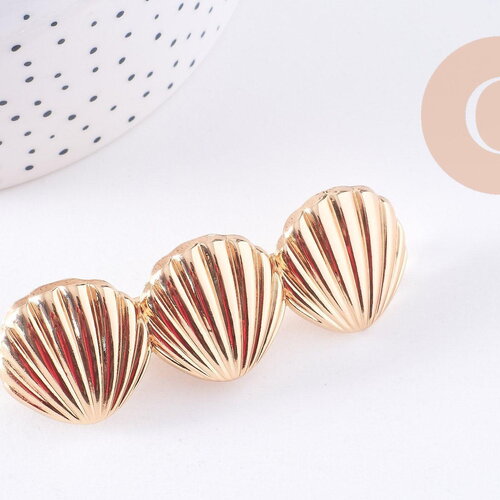 Barrette coquillages métal doré 73mm, x1 (g10689)
