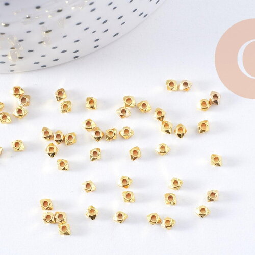 Perles hexagonale intercalaires facetté zamac doré 4x3.5mm, x50 (g10685)