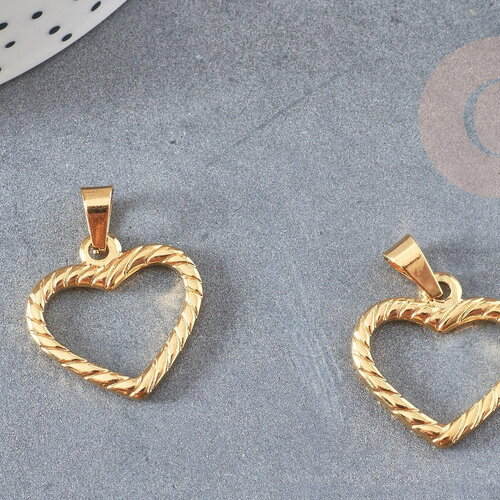 Pendentif coeur acier 304 inoxydable doré 21.5mm, x1 (g4904)
