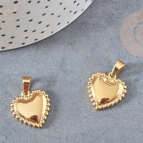 Pendentif médaille coeur acier 304 inoxydable doré à graver 19mm, x1 (g2913)