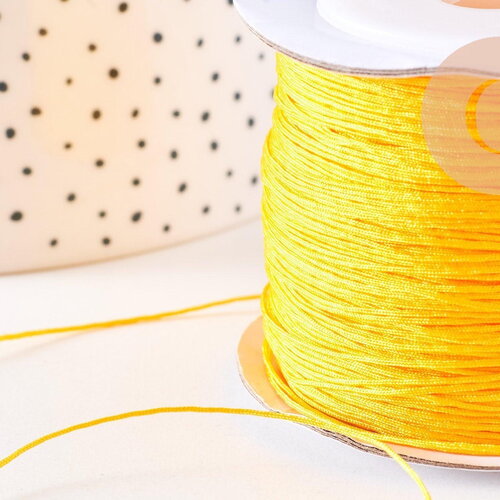 Cordon jaune doré tressé polyester 0.6mm, x1 mètre (g10664)