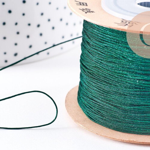Cordon vert foncé tressé polyester 0.6mm, x1 mètre (g10662)