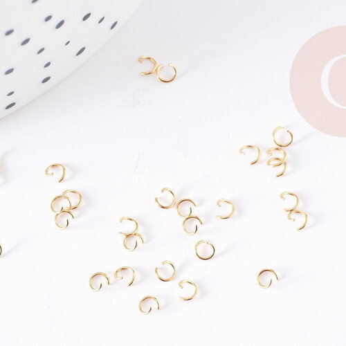 Anneaux ronds acier 304 inoxydable doré 3mmx0.4mm, x200 (g4906)
