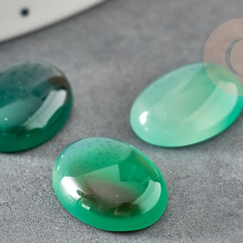 Cabochon ovale agate naturelle vert 16x12mm, x1 (g2244)
