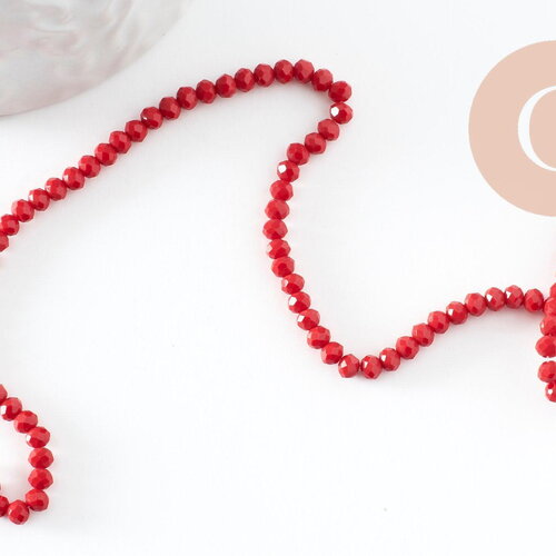 Perles toupies rouge foncé, perle cristal, perles rouge vif, verre facette,perle bicone,fil de35 cm x1 (g0613)