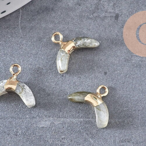 Pendentif corne labradorite,pendentif bijoux,lune labradorite,labradorite naturelle,21mm x1 (g0927)