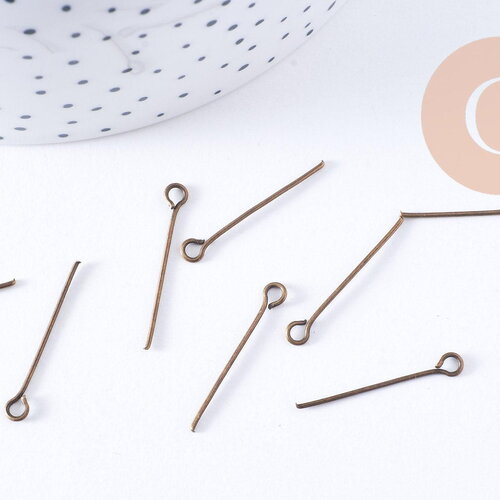 Clou tige tête boucle fer bronze 24mm, x10gr (g10660)