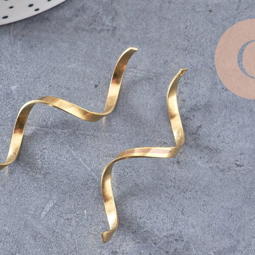 Pendentif spirale laiton brut spirale 55mm, breloques laiton brut sans nickel pour creation pendentif bijoux géométrique, x2 (g4687)