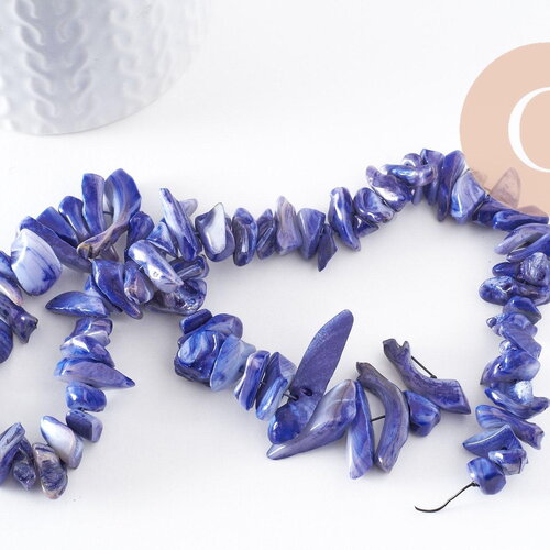 Perles en coquillage bleu, fournitures créatives,perles coquillage,coquillage bleu, coquillage naturel,fil de 40cm-(g1079)