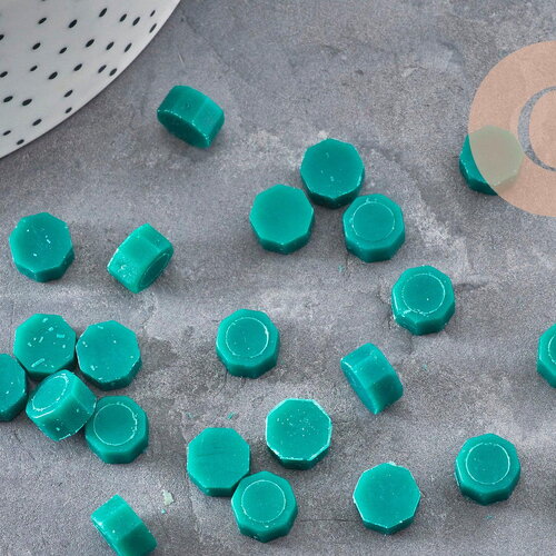 Granulés cire verte à cacheter, fourniture pour création de sceaux personnalisés pour sceaux et invitations de mariage diy, x100 (g3282)