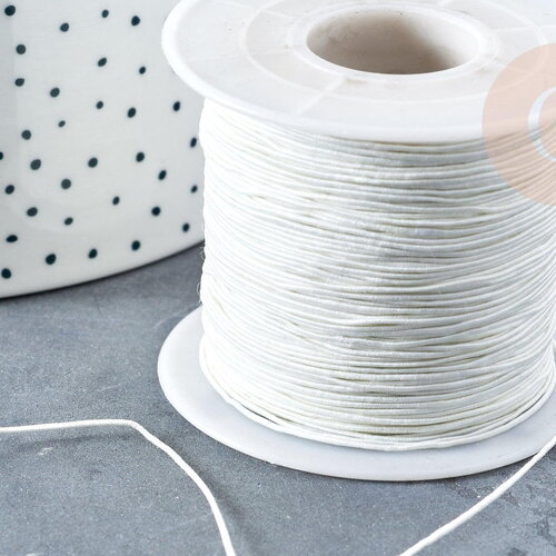 Cordon polyester blanc cassé 0.5mm, cordon rond pour création bijoux micro macramé, x 1mètres g8305