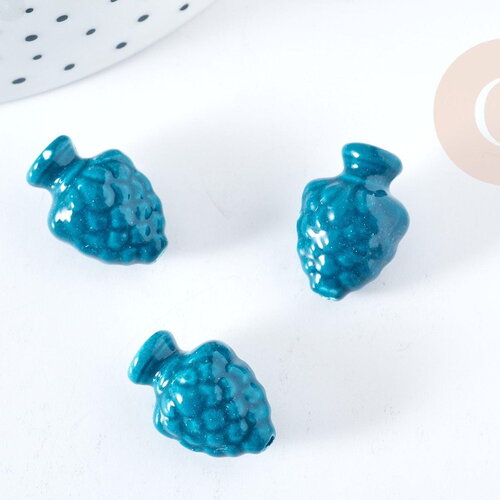 Perle porcelaine vert pomme de pin 19mm,perle céramique, fabrication bijoux, x10 (g8456)