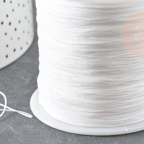 Cordon fil de jade blanc polyester 0.5mm, cordon pour création de bijoux x1 mètre g9331