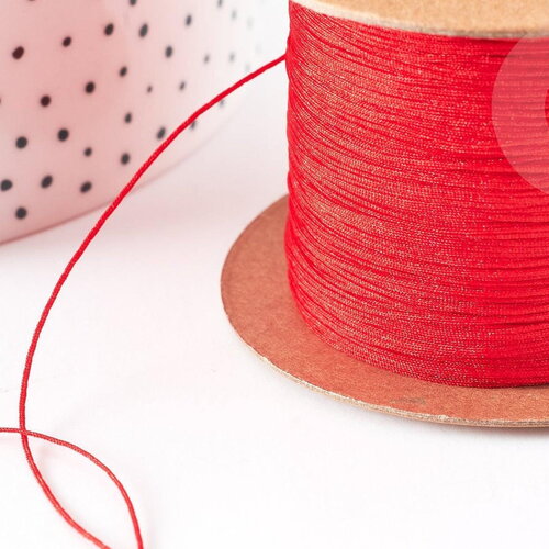 Cordon fil de jade nylon rouge 0.4mm, fabrication bijoux avec nœud coulissant, x1mètre g9117