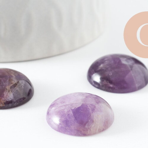 Cabochon rond amethyste naturelle 20mm, x1 (g9619)