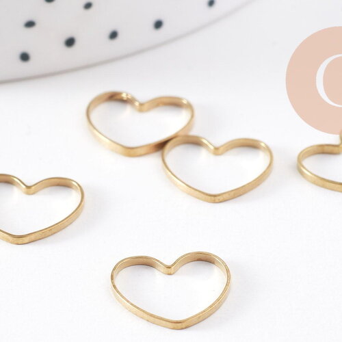 Connecteur coeur laiton brut 14mm, pendentif d'amour pour création bijoux, x10 (g10146)