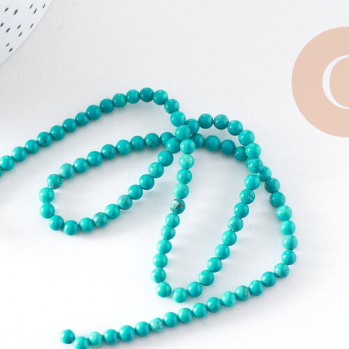 Perle howlite turquoise bijou pierre naturelle 4mm, x1 fil de 38cm (g5168)