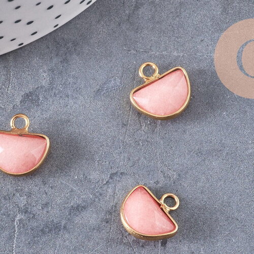 Pendentif lune jade rose corail, pendentif bijoux,demi-lune,pendentif pierre, jade naturelle, pendentif jade,13.5mm, x1, g0981
