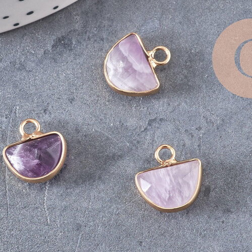 Pendentif lune améthyste,pendentif bijoux,pendentif pierre, pierre naturelle,amethyste naturelle,pendentif pierre,13.5mm x1 -g6309