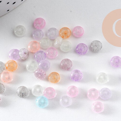 Perles rocaille rondelle multicolore pastel 6x33mm, x10gr (g10883)