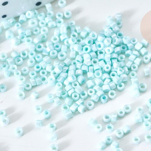 Perles tube verre turquoise clair, x1 sachet de 8g (g7781)