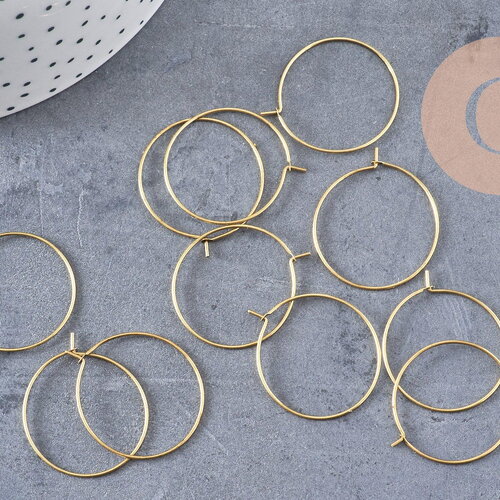 Boucles créoles laiton brut 25mm, x10 (g1906)