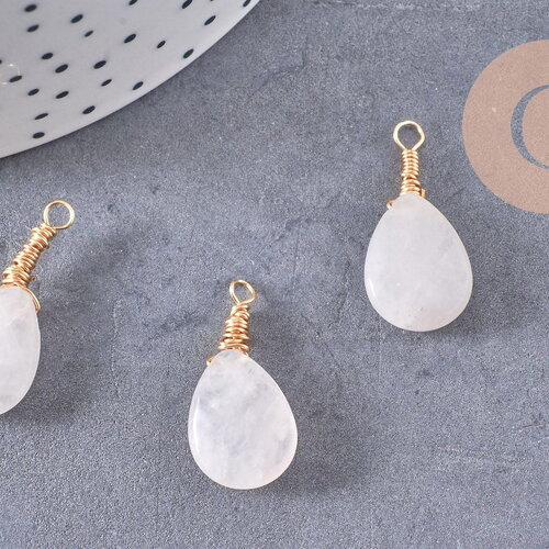 Pendentif goutte quartz rose naturelle facettes 25mm, pendentif pierre, x1 (g6241)