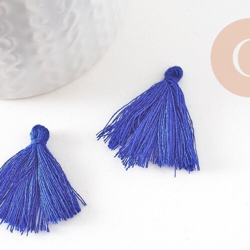 Pompon bleu coton bleu 25-31mm, x5 (g2770)