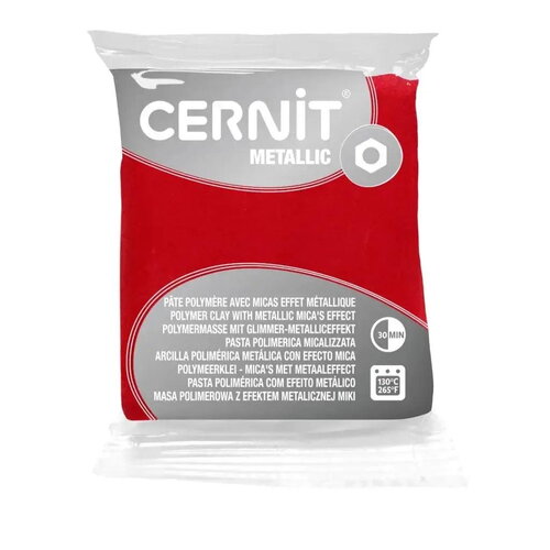 Pâte polymère cernit metallic - rouge x56g (g10960)