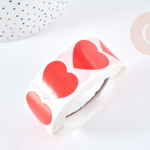 Autocollants coeur rouge 25mm, le rouleau (g8427)