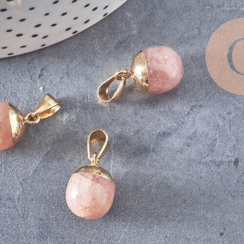 Pendentif goutte quartz fraise naturel 17-19mm, x1 (g3611)