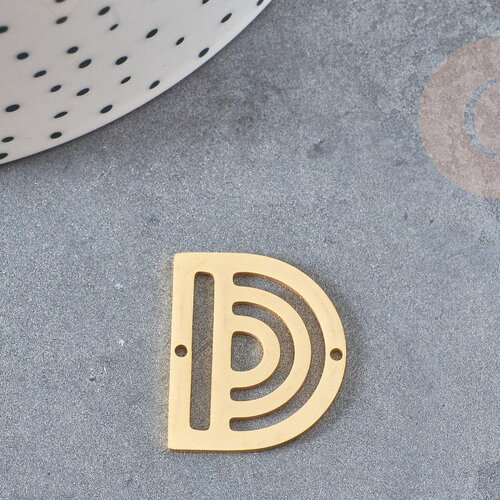 Pendentif demi-cercle géométrique acier 201 inoxydable doré 18k 23.5mm, breloque acier inoxydable doré sans nickel, x1 g4598