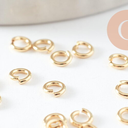 Anneaux ouverts ronds laiton doré 24k 3.5x0.8mm, x50 (g9894)