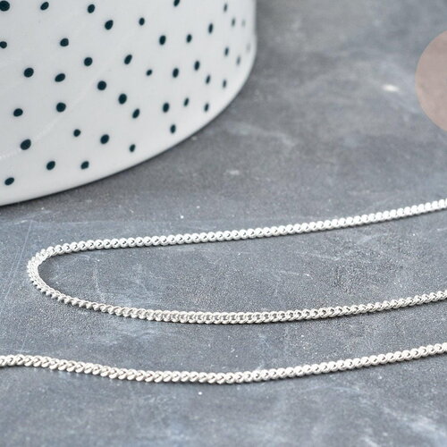 Chaine fine maille plate laiton argenté 1mm, x5 mètres (g2372)