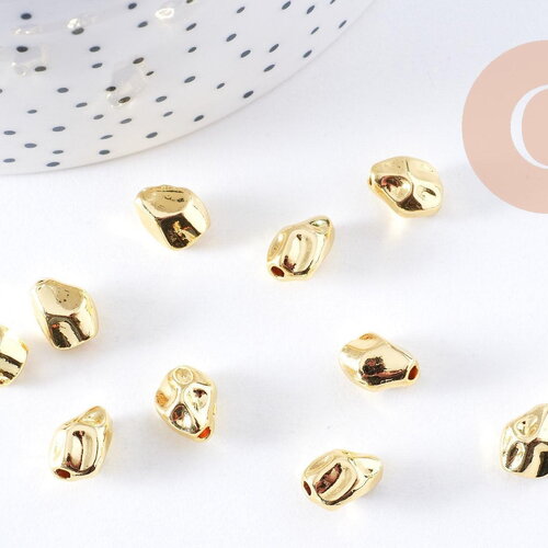 Perles intercalaires nuggets zamac doré 9.5x7mm, x10 (g10653)