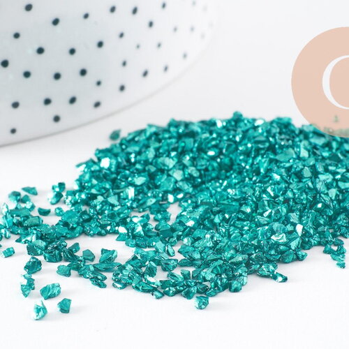 Sable chips verre bleu 1.5~2mm non percé, x10gr (g5043)