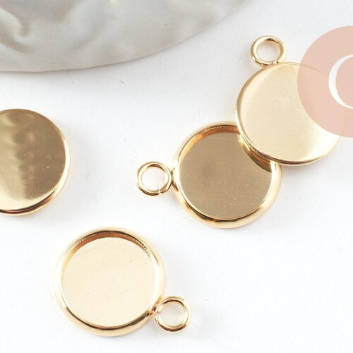 Pendentif rond support cabochon acier 304 inoxydable doré 10mm, x1 (g10555)