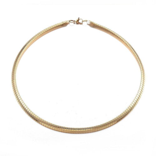 Collier chaine acier dorée 14k serpent,sans nickel,chaine fantaisie,acier, chaine complète,6mm,45cm x1 (g5353)