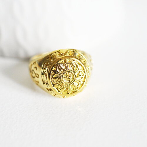 Bague acier or large chevalière homme 18-21mm, x1 (g1104)