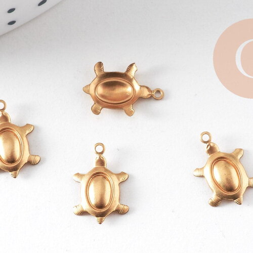 Pendentif petite tortue laiton brut, sans nickel, pendentif tortue, apprêt laiton,1.3mm, x1 g1916